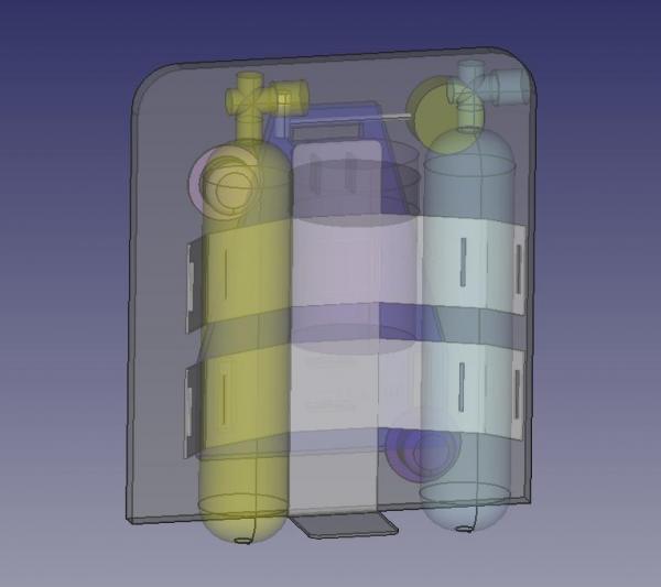 the plan for the skeleton frame to hold the tanks. The aluminium weighs in at 1.18kg on dry land so not a huge extra load.
