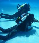 Khaled Al Hamady And salah El Mannai in the pool with Khaled Zaki  using MK6 rebreather for the first time
